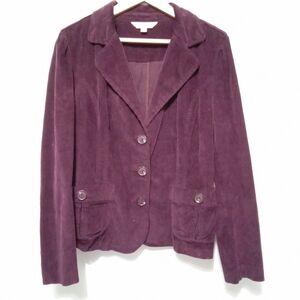 St. John's Bay Plum Faux Suede Button-Front Blazer Jacket, Size Large